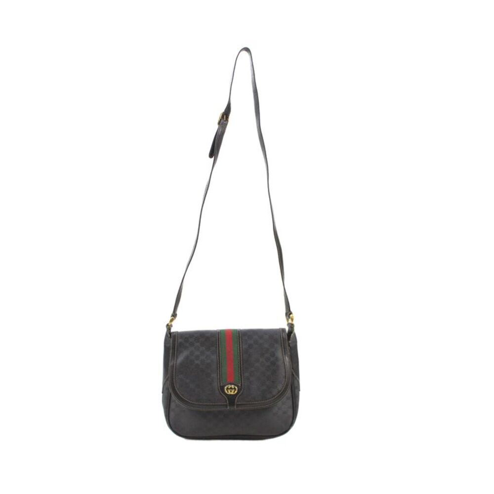 Gucci Womens Micro GG Supreme Sherry Line Shoulder Handbag Black